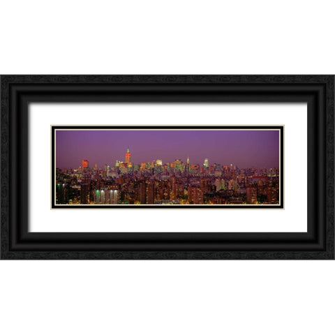 Manhattan at Night Black Ornate Wood Framed Art Print with Double Matting by Berenholtz, Richard