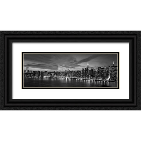 Manhattan Dusk Black Ornate Wood Framed Art Print with Double Matting by Berenholtz, Richard
