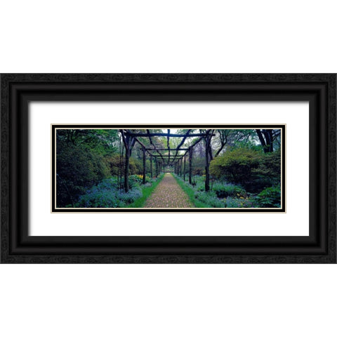 Garden path Old Westbury Gardens Long Island Black Ornate Wood Framed Art Print with Double Matting by Berenholtz, Richard