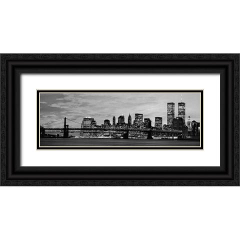 Manhattan at night Black Ornate Wood Framed Art Print with Double Matting by Berenholtz, Richard