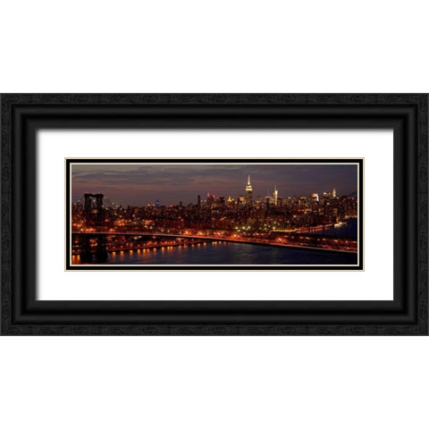 Midtown Manhattan and Williamsburg Bridge Black Ornate Wood Framed Art Print with Double Matting by Berenholtz, Richard