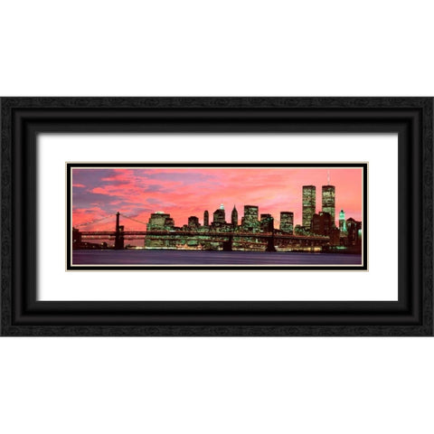 Manhattan at night Black Ornate Wood Framed Art Print with Double Matting by Berenholtz, Richard