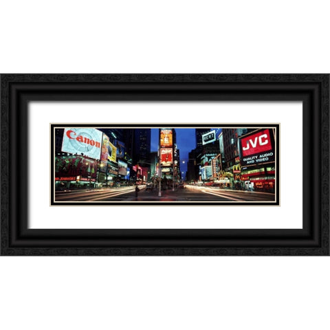 Times Square New York City Black Ornate Wood Framed Art Print with Double Matting by Berenholtz, Richard