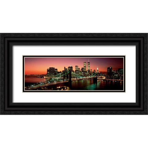 Brooklyn Bridge NYC Black Ornate Wood Framed Art Print with Double Matting by Berenholtz, Richard
