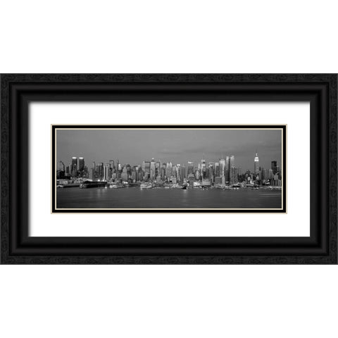 Manhattan Skyline NYC Black Ornate Wood Framed Art Print with Double Matting by Berenholtz, Richard