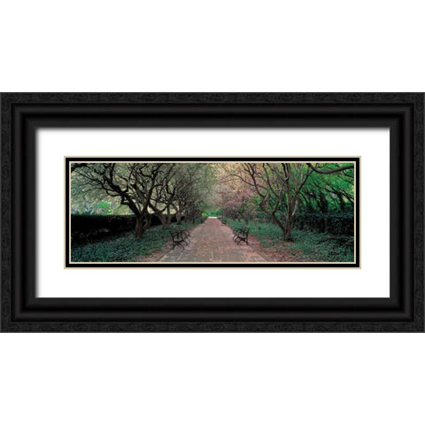 Through Conservatory Garden Central Park NYC Black Ornate Wood Framed Art Print with Double Matting by Berenholtz, Richard