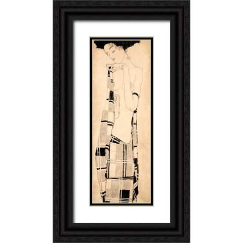 Standing Girl Black Ornate Wood Framed Art Print with Double Matting by Schiele, Egon