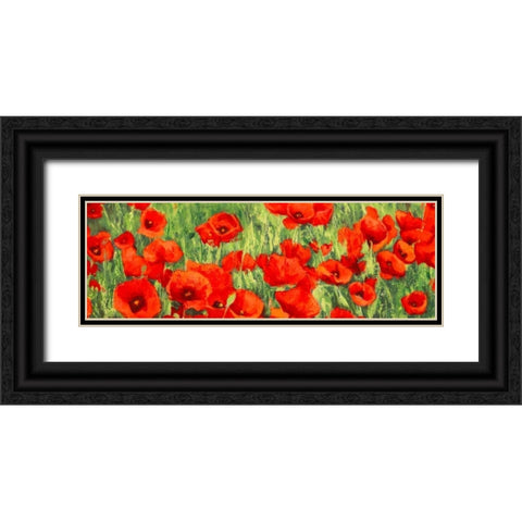 Poppy Field Black Ornate Wood Framed Art Print with Double Matting by Mei, Silvia