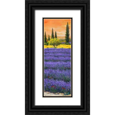 Pomeriggio tra la lavanda Black Ornate Wood Framed Art Print with Double Matting by Marzari, Tebo