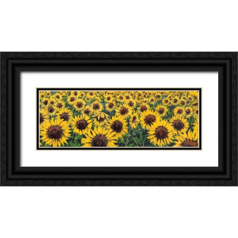 Girasoli Black Ornate Wood Framed Art Print with Double Matting by Marzari, Tebo