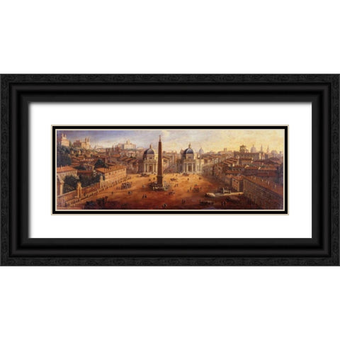 Piazza del Popolo Rome Black Ornate Wood Framed Art Print with Double Matting by van Wittel, Gaspar