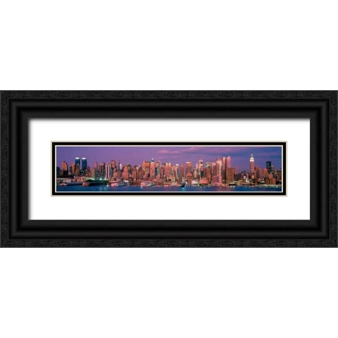 Manhattan Skyline NYC Black Ornate Wood Framed Art Print with Double Matting by Berenholtz, Richard