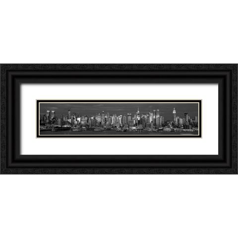 Manhattan Skyline at Dusk NYC Black Ornate Wood Framed Art Print with Double Matting by Berenholtz, Richard