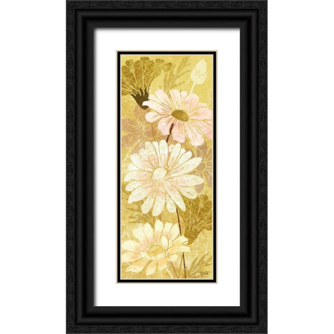 Golden Daisy Patch Panel II Black Ornate Wood Framed Art Print with Double Matting by Tre Sorelle Studios