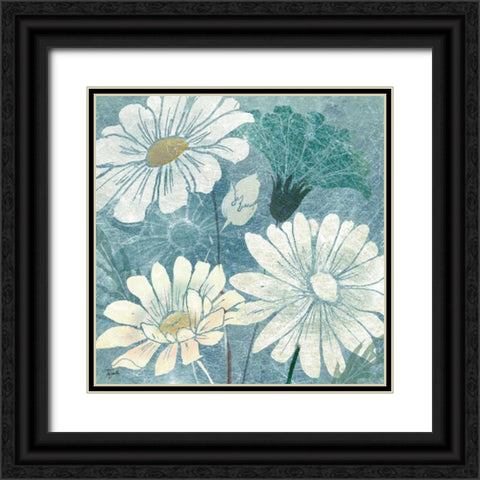 Teal Daisy Patch I Black Ornate Wood Framed Art Print with Double Matting by Tre Sorelle Studios