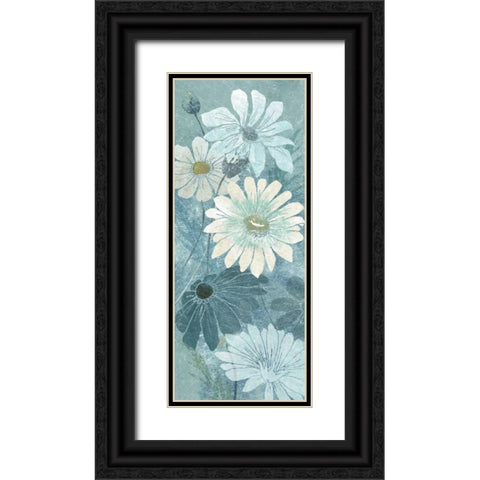 Teal Daisy Patch Panel II Black Ornate Wood Framed Art Print with Double Matting by Tre Sorelle Studios