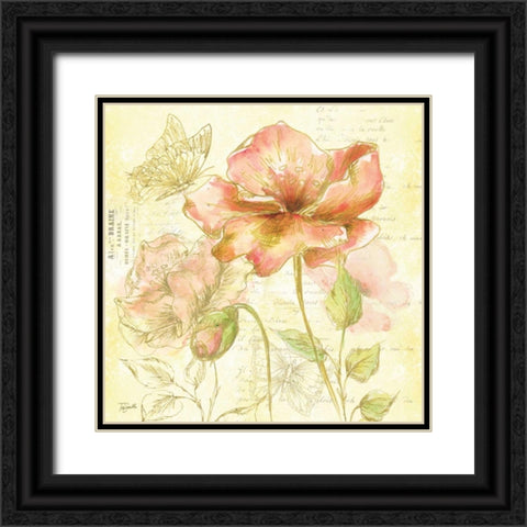 Watercolor Flower Sketch Blush II Black Ornate Wood Framed Art Print with Double Matting by Tre Sorelle Studios