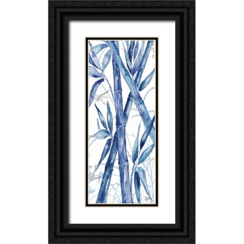 Indigo Asian Bamboo Panel I Black Ornate Wood Framed Art Print with Double Matting by Tre Sorelle Studios