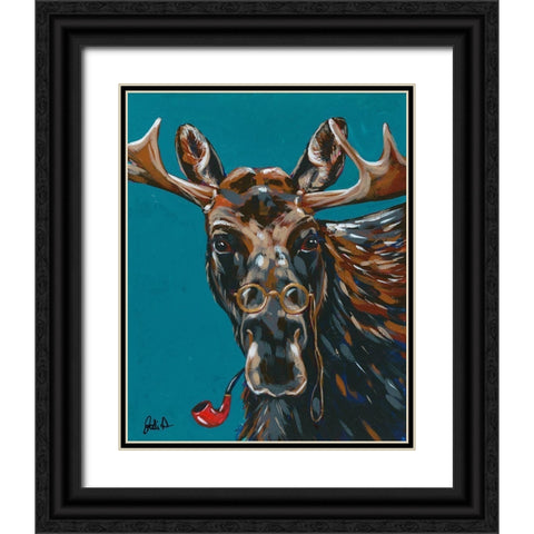 Spy Animals II-Mystery Moose Black Ornate Wood Framed Art Print with Double Matting by Augustine, Jodi