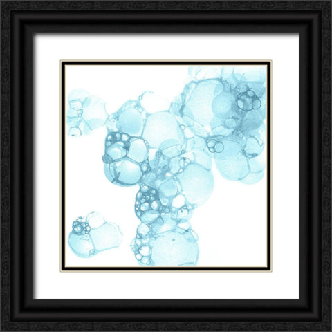 Bubble Square aqua I Black Ornate Wood Framed Art Print with Double Matting by Wilson, Kelsey