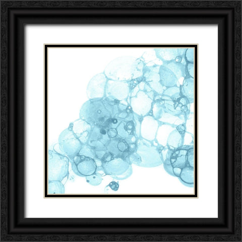 Bubble Square aqua II Black Ornate Wood Framed Art Print with Double Matting by Wilson, Kelsey