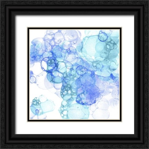 Bubble Square aqua And blue I Black Ornate Wood Framed Art Print with Double Matting by Wilson, Kelsey
