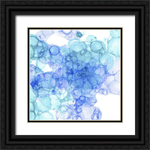 Bubble Square aqua And blue II Black Ornate Wood Framed Art Print with Double Matting by Wilson, Kelsey