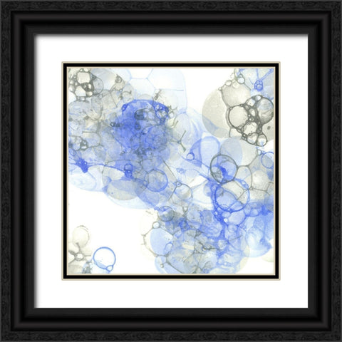 Bubble Square blue And grey III Black Ornate Wood Framed Art Print with Double Matting by Wilson, Kelsey