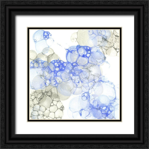 Bubble Square blue And grey IV Black Ornate Wood Framed Art Print with Double Matting by Wilson, Kelsey