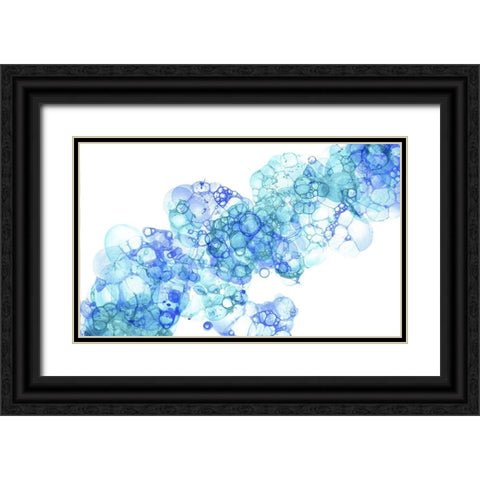 Bubblescape aqua And blue II Black Ornate Wood Framed Art Print with Double Matting by Wilson, Kelsey