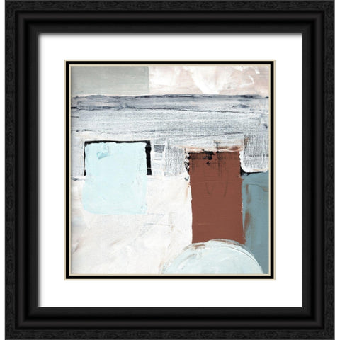 Blocks and Circles abstract I Black Ornate Wood Framed Art Print with Double Matting by Chapman, Marcy