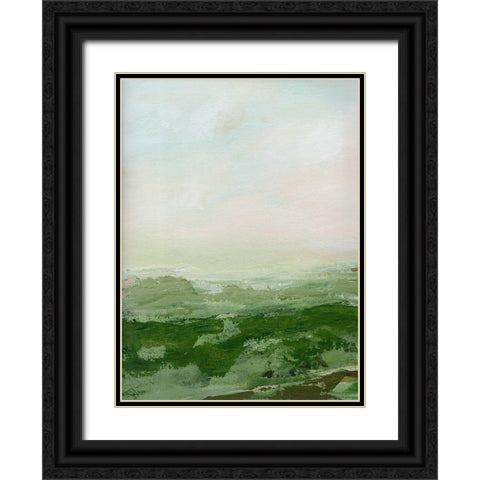 Soft Green Hills Black Ornate Wood Framed Art Print with Double Matting by Chapman, Marcy