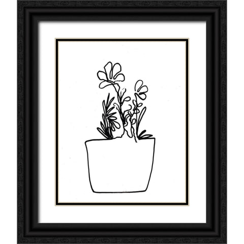 Hand Sketch Flowerpot I Black Ornate Wood Framed Art Print with Double Matting by Chapman, Marcy