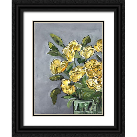 Yellow Farmhouse Bouquet portrait I Black Ornate Wood Framed Art Print with Double Matting by Chapman, Marcy
