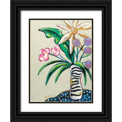 Pop Florals I-Stripes Black Ornate Wood Framed Art Print with Double Matting by Augustine, Jodi