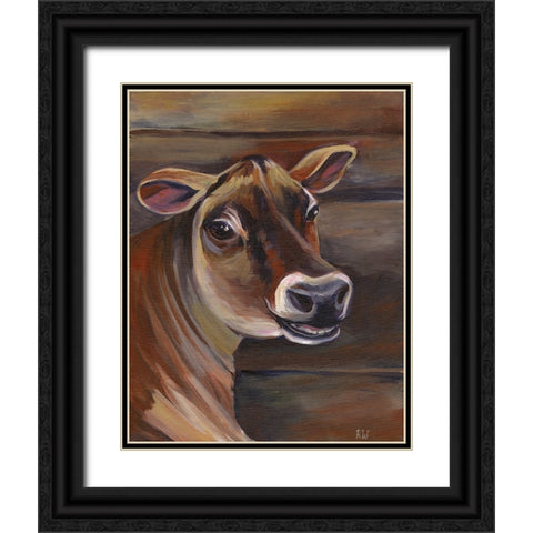 Barn Cow Black Ornate Wood Framed Art Print with Double Matting by Wilson, Kelsey