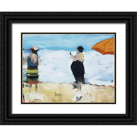 Beach Ladies Black Ornate Wood Framed Art Print with Double Matting by Marie, Susanne