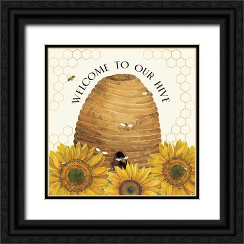 Honey Bees And Flowers Please III-Welcome Black Ornate Wood Framed Art Print with Double Matting by Reed, Tara