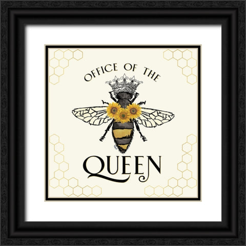 Honey Bees And Flowers Please IV-The Queen Black Ornate Wood Framed Art Print with Double Matting by Reed, Tara