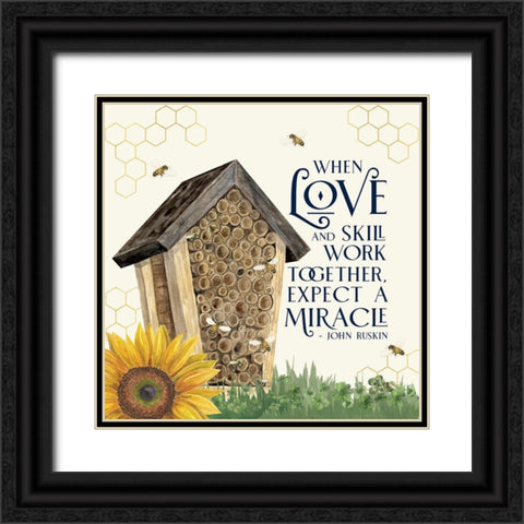 Honey Bees And Flowers Please V-Love and Skill Black Ornate Wood Framed Art Print with Double Matting by Reed, Tara