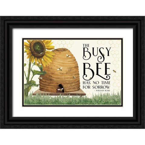 Honey Bees And Flowers Please landscape II-Busy Bee Black Ornate Wood Framed Art Print with Double Matting by Reed, Tara