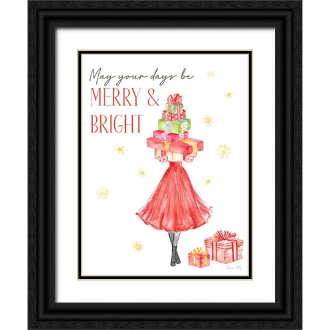 Christmas in the City portrait V-Merry & Bright Black Ornate Wood Framed Art Print with Double Matting by Faye, Elena