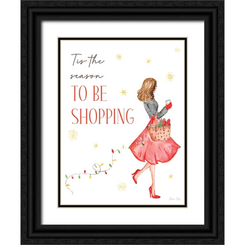 Christmas in the City portrait VI-Shopping Season Black Ornate Wood Framed Art Print with Double Matting by Faye, Elena