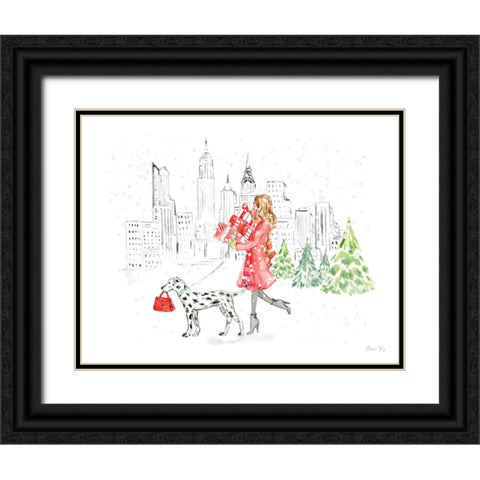 Christmas in the City landscape II Black Ornate Wood Framed Art Print with Double Matting by Faye, Elena