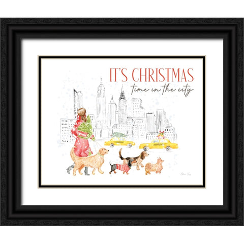 Christmas in the City landscape IV-It''s Christmas Black Ornate Wood Framed Art Print with Double Matting by Faye, Elena