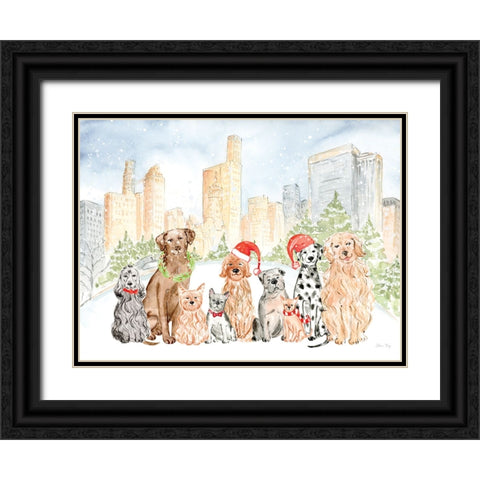 Christmas in the City landscape VI Black Ornate Wood Framed Art Print with Double Matting by Faye, Elena