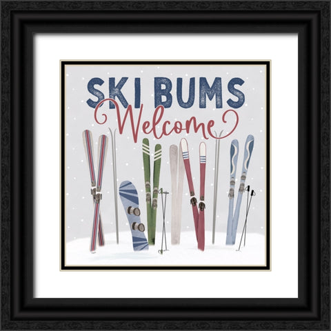 Winter Mountain Getaway I-Ski Bums Black Ornate Wood Framed Art Print with Double Matting by Tara Reed