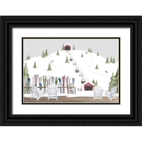 Winter Mountain Getaway landscape I Black Ornate Wood Framed Art Print with Double Matting by Tara Reed