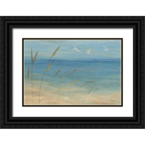 Seagrass Seagulls Black Ornate Wood Framed Art Print with Double Matting by Coulter, Cynthia