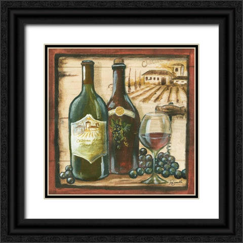 Wooden Wine Square I Black Ornate Wood Framed Art Print with Double Matting by Tre Sorelle Studios